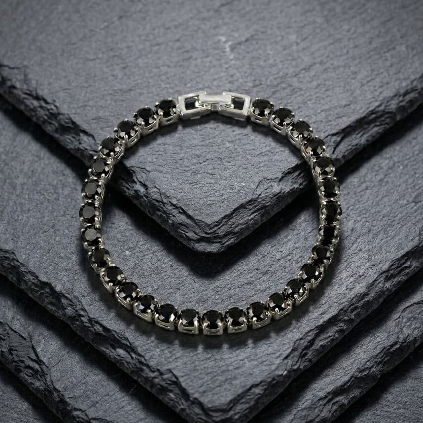 Round Cut Silver-Plated Tennis Bracelet