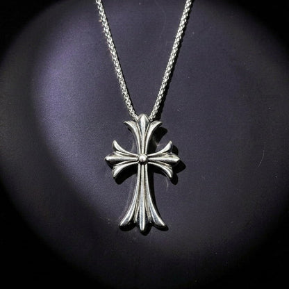 Gothic Chrome Cross Pendant with Chain