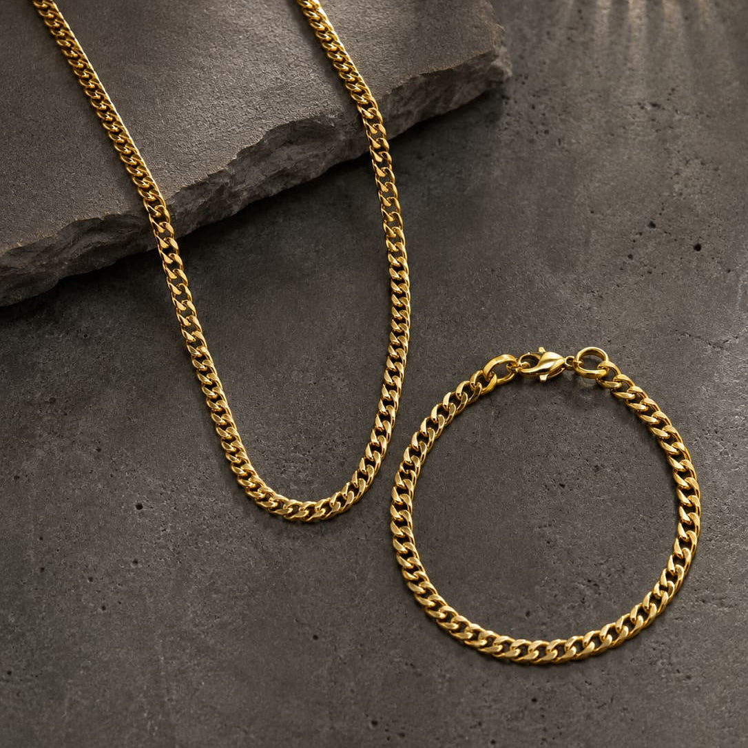 Cuban Chain + Bracelet combo (GOLD)