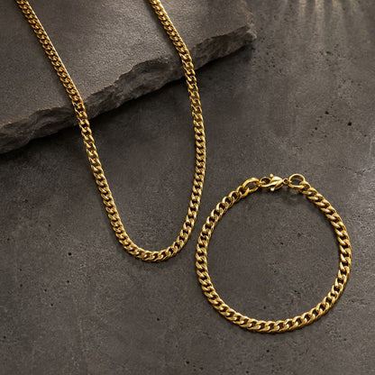 Cuban Chain + Bracelet combo (GOLD)