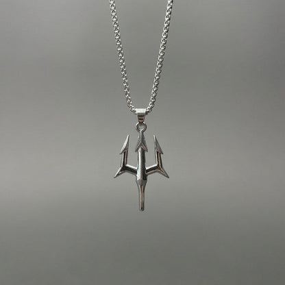 Trident Pendant With Chain (Silver)