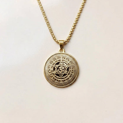 The Om Shield Pendant with Chain (Gold)