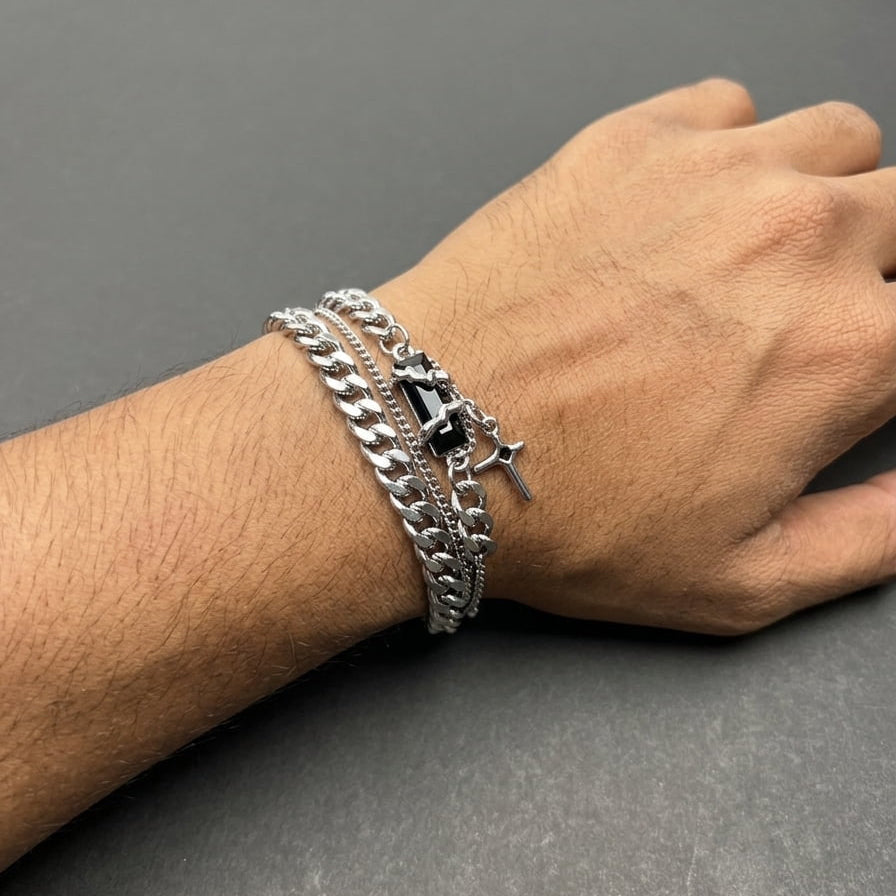 Dual Rugged Cross Bracelet