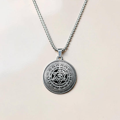 The Om Shield Pendant with Chain (Silver)