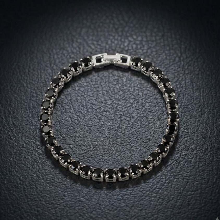 Round Cut Silver-Plated Tennis Bracelet