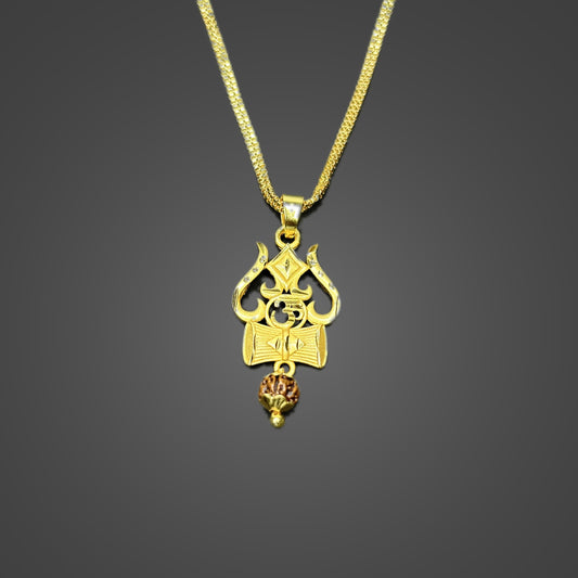 Trishul Om and Damru Pendant  with chain