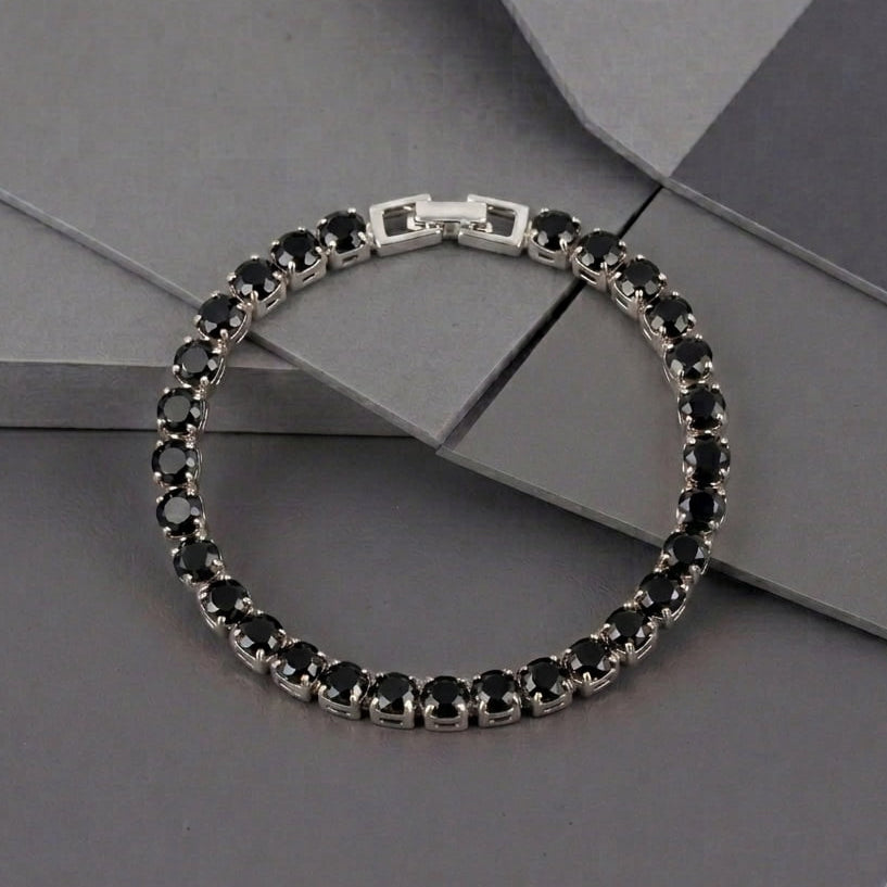 Round Cut Silver-Plated Tennis Bracelet
