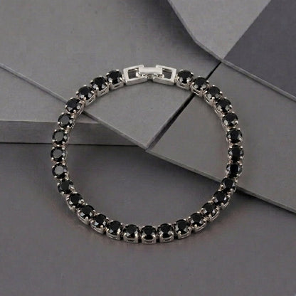 Round Cut Silver-Plated Tennis Bracelet