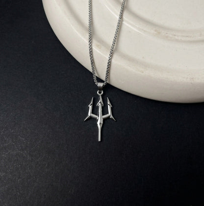 Trident Pendant With Chain (Silver)