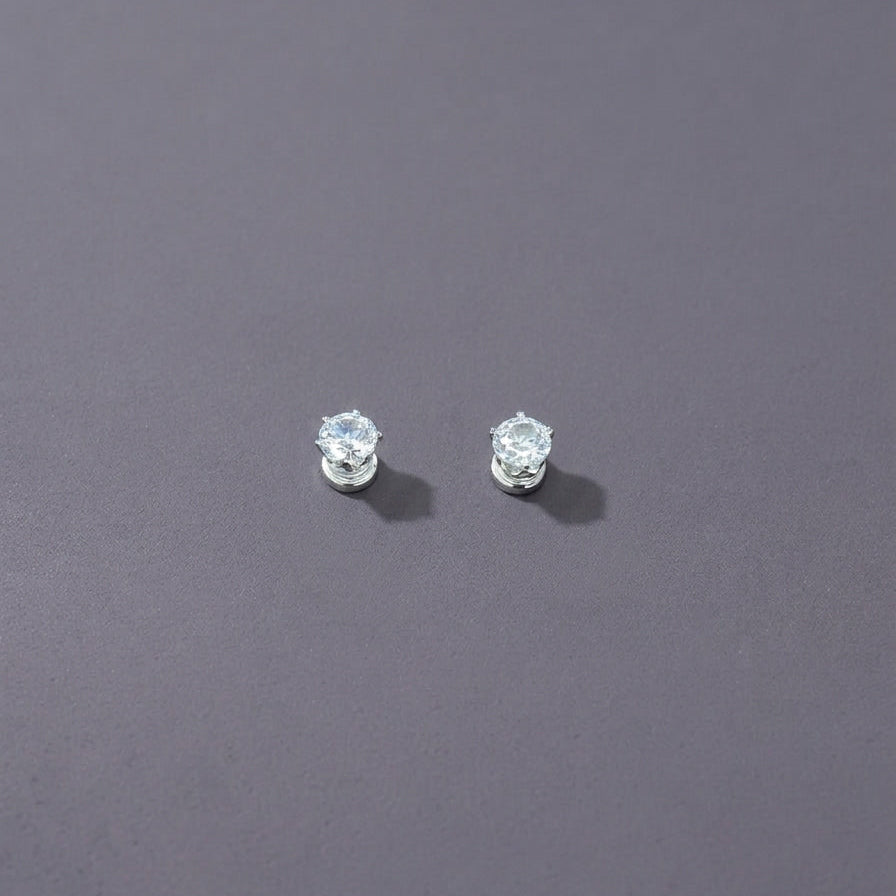 Cubic Silver Ear Stud (Magnetic Non-Pierced)
