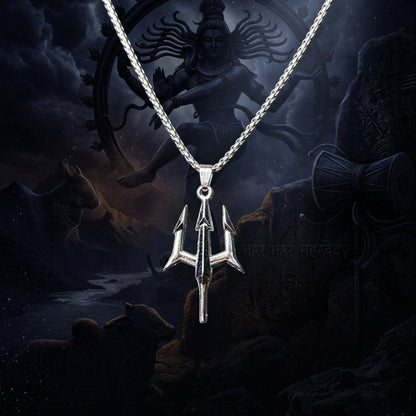 Trident Pendant With Chain (Silver)