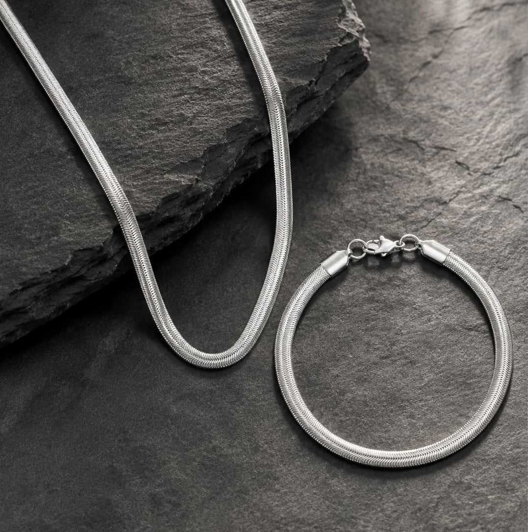 Snake chain + Bracelet combo (SILVER)