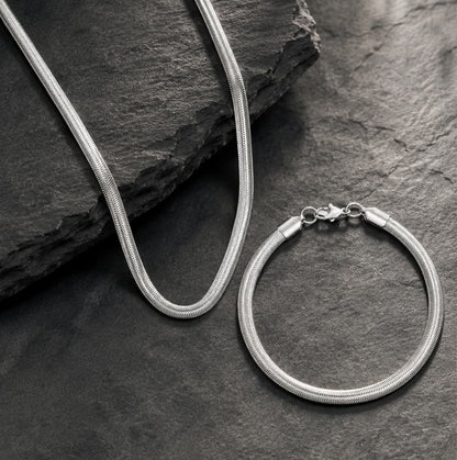 Snake chain + Bracelet combo (SILVER)