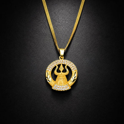 Trishul Diamond Gold Pendant with chain