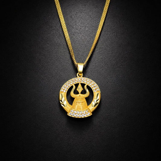 Trishul Diamond Gold Pendant with chain