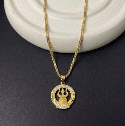 Trishul Diamond Gold Pendant with chain